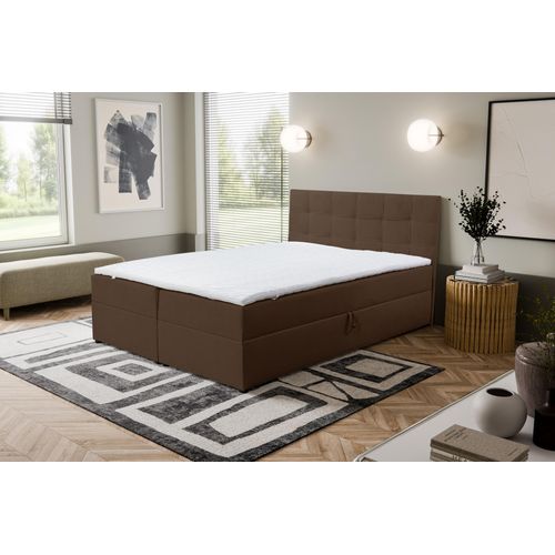 VENASI JESSA Boxspringbett 160x200 mit Bettkästen H2/H3 Matratze BRAUN