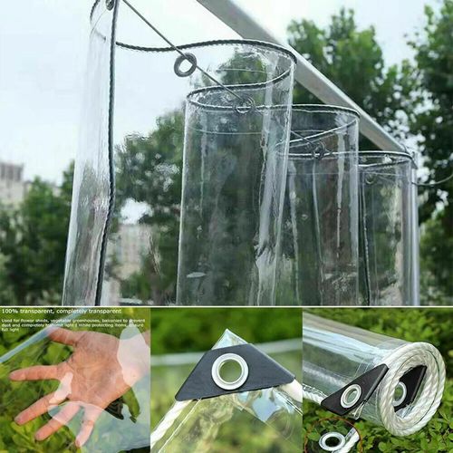 Wasserdichte Klare PVC Plane Tarps Pflanzenschutz Regen-Vorhänge Abdeckplane, 4m x5m Schutzplane Für Gartenmöbel, Kältebeständig, Regenfest, Frostschutzmittel