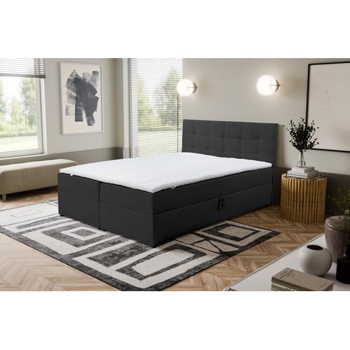 VENASI JESSA Boxspringbett 180x200 mit Bettkästen H2/H3 Matratze SCHWARZ