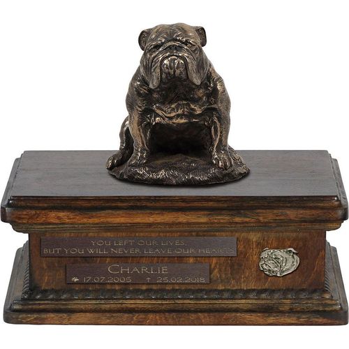 Bulldogge IV urne in Hundeasche, personalisierte Urne mit Statue, Holzurne mit Hund von Art-Dog