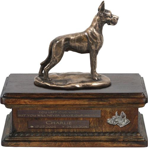 Deutsche Dogge, Ulmer Dogge, Große Dogge I urne in Hundeasche, personalisierte Urne mit Statue, Holzurne mit Hund von Art-Dog