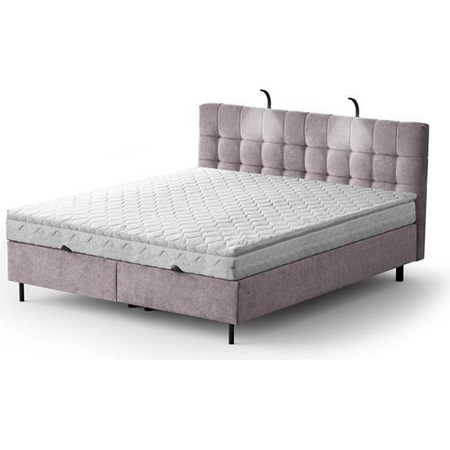 Boxspringbett - MUNA 140x200cm Bett mit Stauraum Schlafzimmer Ehebett (Pink- Aston 19)
