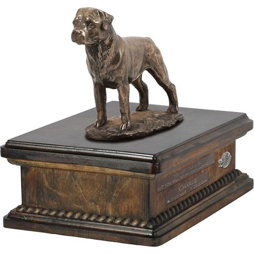 Rottweiler I urne in Hundeasche, personalisierte Urne mit Statue, Holzurne mit Hund von Art-Dog