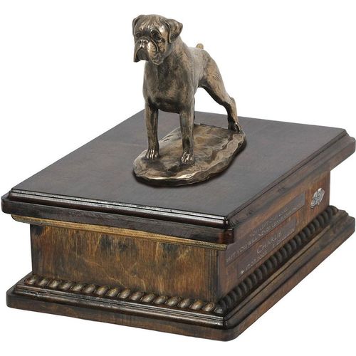 Boxer, Deutscher Boxer IV urne in Hundeasche, personalisierte Urne mit Statue, Holzurne mit Hund von Art-Dog
