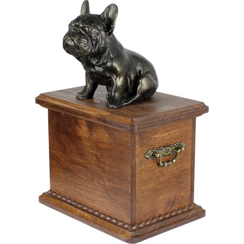Französische Bulldogge - Hund Ascheurne, Holzurne mit Hundesilhouette, klassische Hund Ascheurne von der Marke Art-Dog