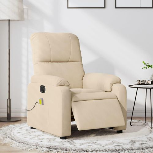 Creme Elektrischer Massagesessel, elektrische Liege, Mikrofaserstoff, 6 Massagepunkte