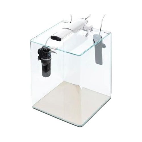 Aquarium OptiBent 30 weiss, ca. 29 l mit LED Beleuchtung, Heizer, Innenfilter und Unterlage, Weißglas Nanoaquarium
