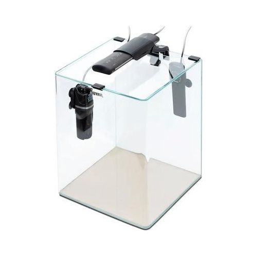 Aquarium OptiBent 20 schwarz, ca. 19 l mit LED Beleuchtung, Heizer, Innenfilter und Unterlage, Weißglas Nanoaquarium