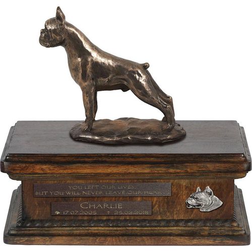 Boxer, Deutscher Boxer urne in Hundeasche, personalisierte Urne mit Statue, Holzurne mit Hund von Art-Dog