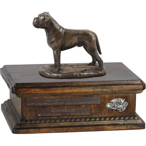 Bullmastiff urne in Hundeasche, personalisierte Urne mit Statue, Holzurne mit Hund von Art-Dog
