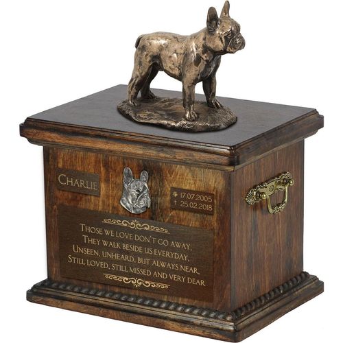 Französische Bulldogge - Eine Urne für die Asche eines Hundes, eine Urne mit einer Statue, eine personalisierte Hundeurne von der Marke Art-Dog.