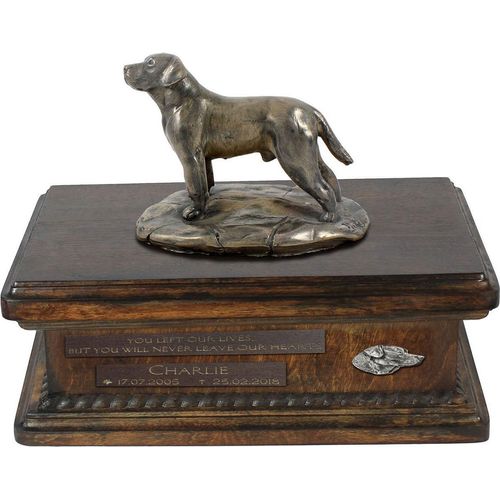 Labrador Retriever urne in Hundeasche, personalisierte Urne mit Statue, Holzurne mit Hund von Art-Dog