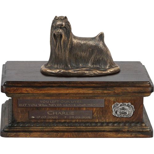 Yorkshire Terrier I urne in Hundeasche, personalisierte Urne mit Statue, Holzurne mit Hund von Art-Dog