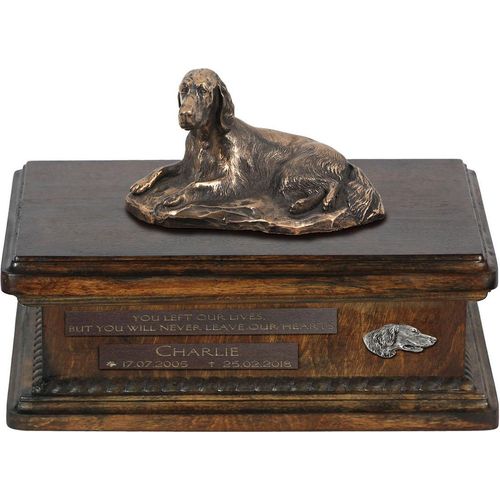 English Setter, Englischer Setter urne in Hundeasche, personalisierte Urne mit Statue, Holzurne mit Hund von Art-Dog
