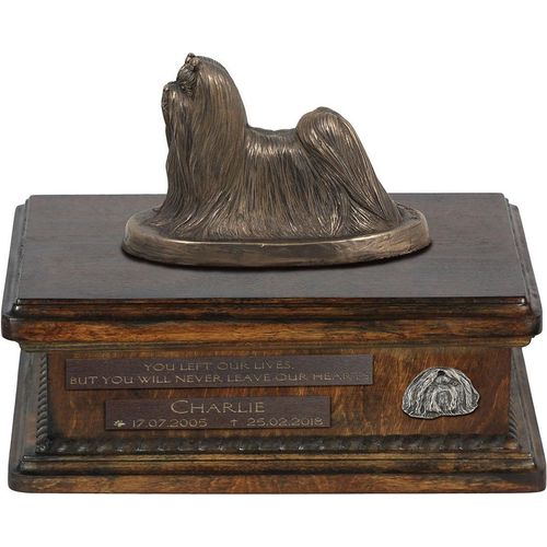 Shih Tzu urne in Hundeasche, personalisierte Urne mit Statue, Holzurne mit Hund von Art-Dog