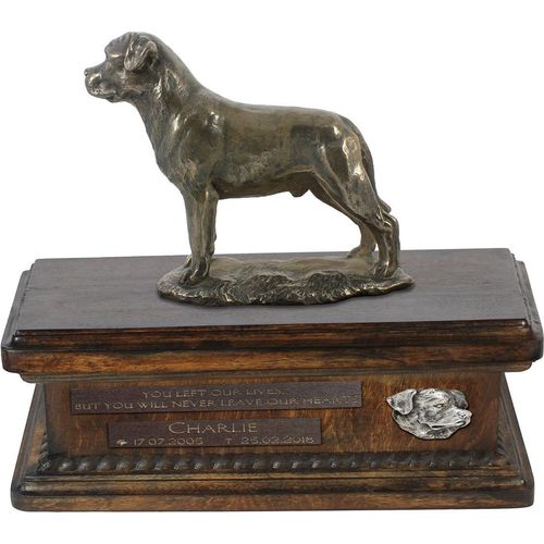 Rottweiler IV urne in Hundeasche, personalisierte Urne mit Statue, Holzurne mit Hund von Art-Dog