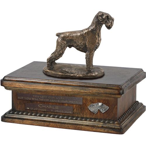 Schnauzer IV urne in Hundeasche, personalisierte Urne mit Statue, Holzurne mit Hund von Art-Dog