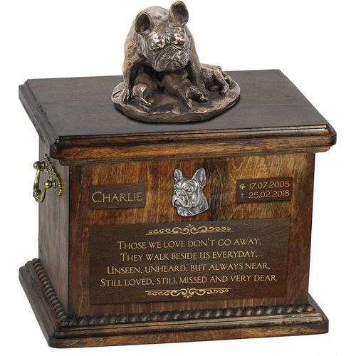 Französische Bulldogge III - Eine Urne für die Asche eines Hundes, eine Urne mit einer Statue, eine personalisierte Hundeurne von der Marke Art-Dog.