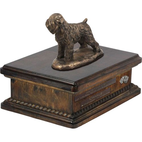Russischer Schwarzer Terrier, Russkiy Tchiorny Terrier urne in Hundeasche, personalisierte Urne mit Statue, Holzurne mit Hund von Art-Dog