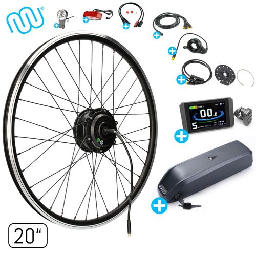 windmeile | Kompakter E-Bike Umbausatz, Hinterrad Motor, inklusive Akku, mit komplettem Zubehör, Schwarz, 20