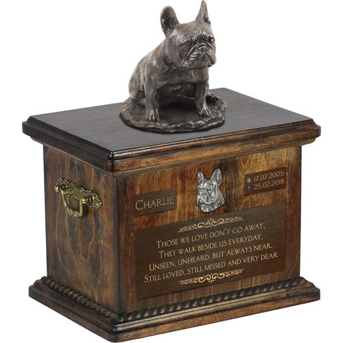 Französische Bulldogge V - Eine Urne für die Asche eines Hundes, eine Urne mit einer Statue, eine personalisierte Hundeurne von der Marke Art-Dog.