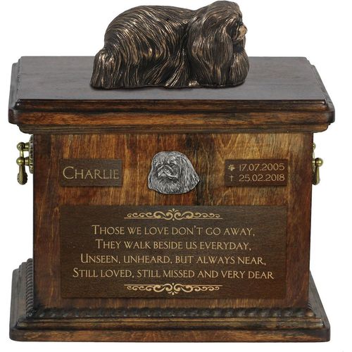 Pekingese, Pekinese, Peking-Palasthund - Eine Urne für die Asche eines Hundes, eine Urne mit einer Statue, eine personalisierte Hundeurne von der Marke Art-Dog.
