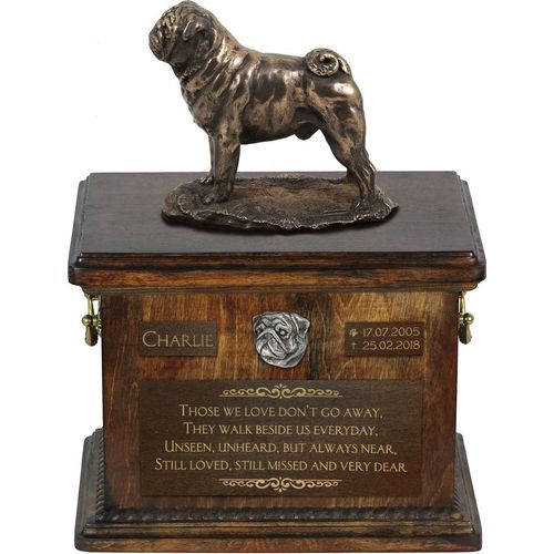 Mops, Pug, Carlin, Carlino, Doguillo I - Eine Urne für die Asche eines Hundes, eine Urne mit einer Statue, eine personalisierte Hundeurne von der Marke Art-Dog.