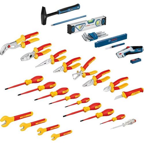 Bosch Professioneller Handwerkzeugsatz de 37-teilig (inkl. 21 VDE-Handwerkzeuge und 16 weitere Handwerkzeuge, praktisch und ergonomisch, in L-BOXX)