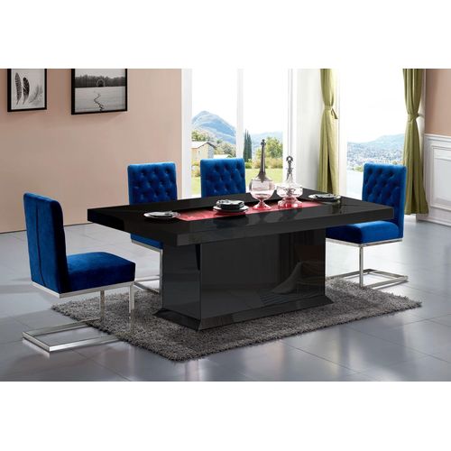 Esstisch im edlen Design, mit LED - Licht Schwarz Hochglanz mit Flamme Animation 180 x 90 x 78 cm