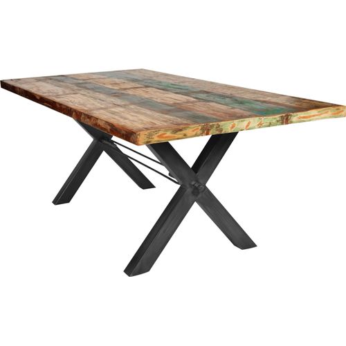 Tisch 220x100cm Altholz bunt Eisen Holztisch Esstisch Speisetisch Küchentisch