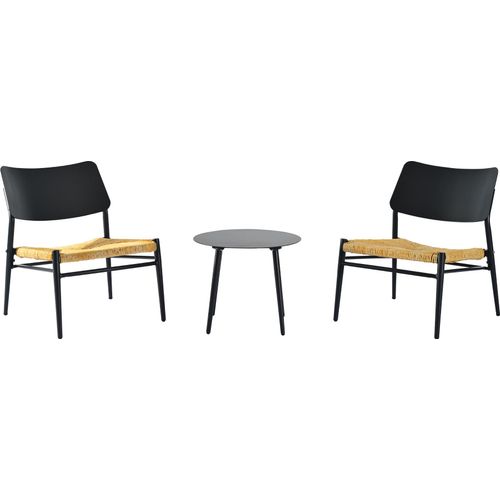 Gartenmöbel-Set 2-Sitzer, Ein Couchtisch und zwei Stühle, Sitzgarnitur aus Aluminium