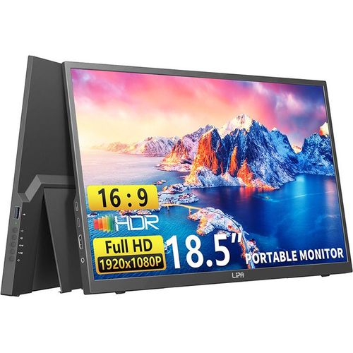 Lipa HDR-80 Portable Monitor Full HD 18,5 Zoll - 100 Hz - Tragbarer Monitor - Gaming Monitor - Externer Bildschirm - Freesync