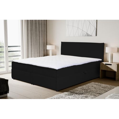VENASI GLORIA Boxspringbett 160x200 mit Bettkästen H2/H3 Matratze SCHWARZ CORD