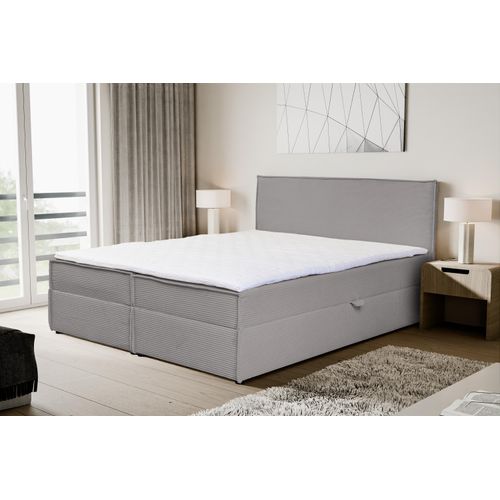 VENASI GLORIA Boxspringbett 140x200 mit Bettkästen H2/H3 Matratze GRAU CORD