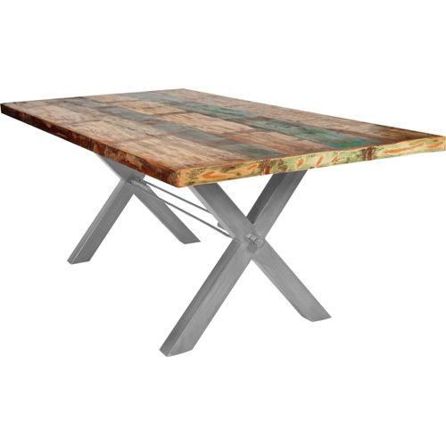 Tisch 220x100cm Altholz bunt Eisen Holztisch Esstisch Speisetisch Küchentisch