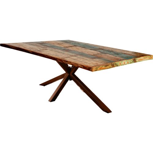 Tisch 220x100cm Altholz bunt Metall Holztisch Esstisch Speisetisch Küchentisch