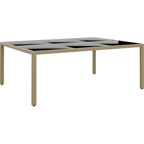 Gartentisch 200x150x75 cm Hartglas und Poly Rattan Beige 310588