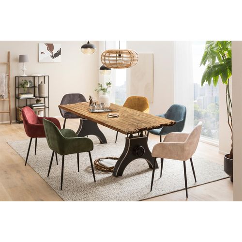 Tisch 220x100 Teak Metall Holztisch Esstisch Speisetisch Küchentisch Esszimmer
