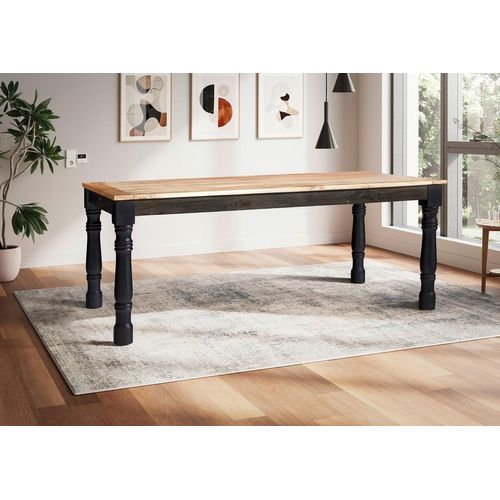 Esstisch 200x100cm 'Mumbai' Mango natur & schwarz