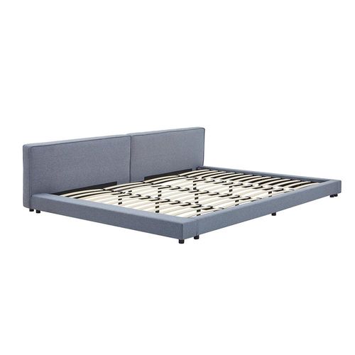 HOME DELUXE Bett mit Ablage GALAXIS - Grau 270 x 200 cm - inkl. Lattenrost | bodentiefes Designbett, Familienbett, Polsterbett, Futonbett