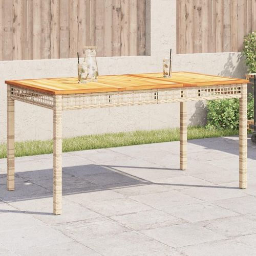Gartentisch Beige 140x80x75 cm Poly Rattan Akazienholz - Gartentische 366278