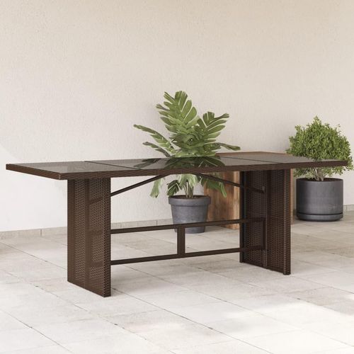Gartentisch mit Glasplatte Braun 190x80x74 cm Poly Rattan - Gartentische 365305