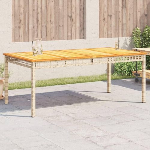 Gartentisch Beige 180x90x75 cm Poly Rattan Akazienholz - Gartentische 366281