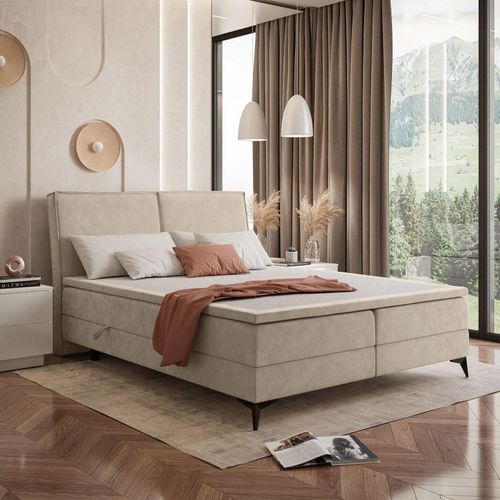 VIOLETT Boxspringbett mit Bonellmatratze und mit Topper Monolith 02 180x200 cm