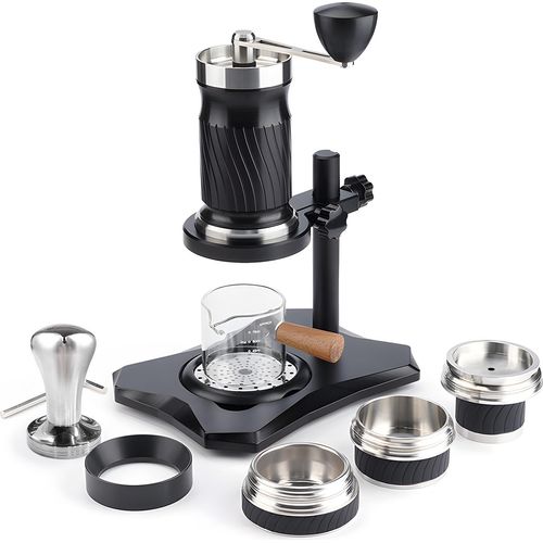 Tragbare Espressomaschine, 9C12 Bar, variabler Druck, manuell betrieben, kompakte Reisekaffeemaschine, tragbare manuelle Espressomaschine mit professioneller/Einsteiger-Pulverschuessel/Messbecher/Stampfer fuer Zuhause, Kueche, Outdoor-Reisen