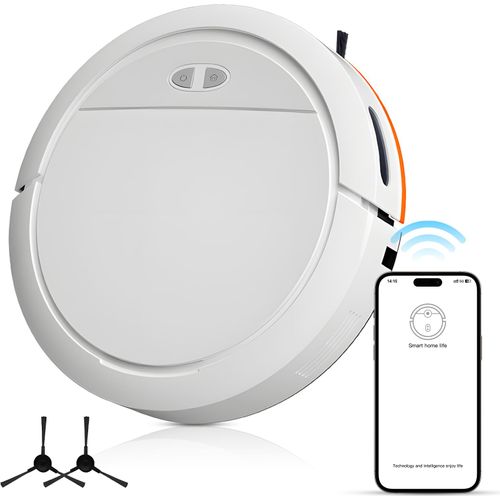 Roboter-Staubsauger- und Wisch-Kombination, max. 4.000 Pa Saugleistung, WiFi-App-Steuerung, Roboter-Staubsauger mit Sprachansage, selbstladendes Kehren, Staubsaugen, Wischen, 3-in-1-Nass- und Trocken-Roboterstaubsauger fuer Tierhaare und Hartboeden