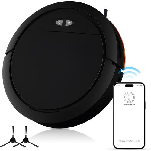 Roboter-Staubsauger- und Wisch-Kombination, max. 4.000 Pa Saugleistung, WiFi-App-Steuerung, Roboter-Staubsauger mit Sprachansage, selbstladendes Kehren, Staubsaugen, Wischen, 3-in-1-Nass- und Trocken-Roboterstaubsauger fuer Tierhaare und Hartboeden
