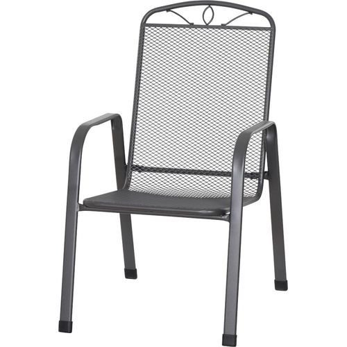 Stapelstuhl >Elda< in matt-anthrazit, Stahl pulverbeschichtet - 75x94x57 (BxHxT)