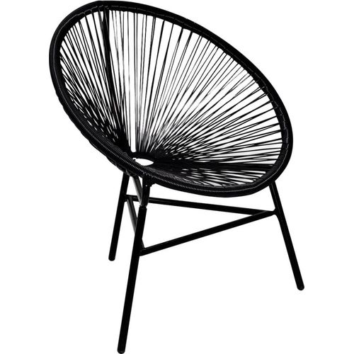 Garten-Mondstuhl Poly Rattan Schwarz