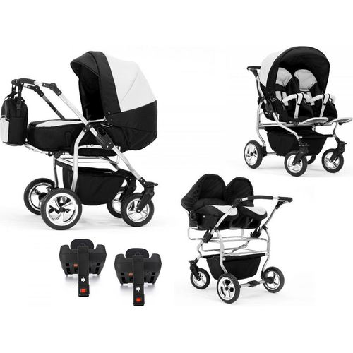 Zwillingskinderwagen 5 in 1 Duo inkl. Autositze und Iso Bases - 14 Teile - in 20 Farben